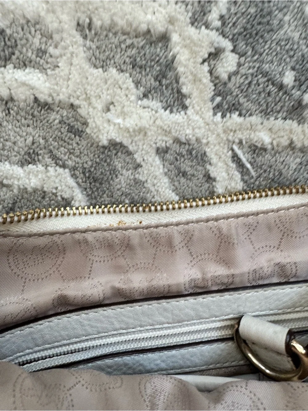 Michael Kors Cream Pebbled Leather Shoulder Hobo with Tassel and Gold Hardware